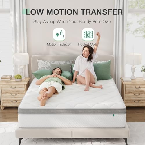 Image of Novilla Hybrid Mattress Queen Size, 14 Inch Plush Mattress in a Box|Back Support & Pressure Relief, Supportive Comfort Foam, Pocketed Innersprings, CertiPUR-US Certified, Guest & Dorm