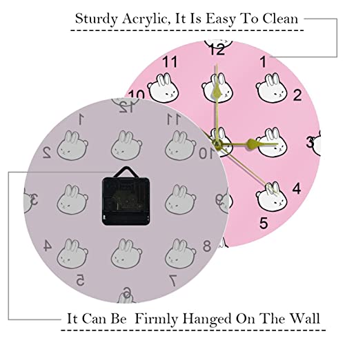 Horloge murale de chambre à coucher décorative avec lapins mignons - 4
