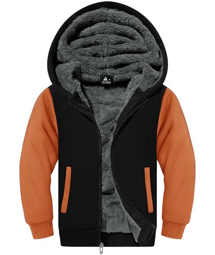 Image of GEEK LIGHTING Boys Sherpa Lined Hoodie Kids Fleece Sweatshirt Full Zip Hooded Jacket