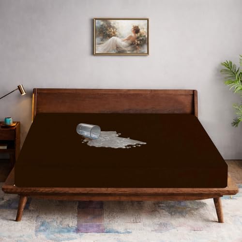 Image of The Furnishing Tree Single Size Mattress Protector 80x38 Inch | 100% Waterproof, Cotton Feel, Breathable & Hypoallergenic | Fitted Bed Cover (Fits Up to 10 inch) | 1 Year Warranty, Coffee