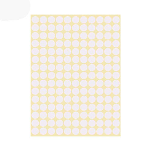 ZEYOU 5 Sheet Coloured Dot Stickers,Round Coloured Dot Stickers Craft Gift Tags Adhesive Label Paper Sticker Sealing Label Package Label(10MM White)
