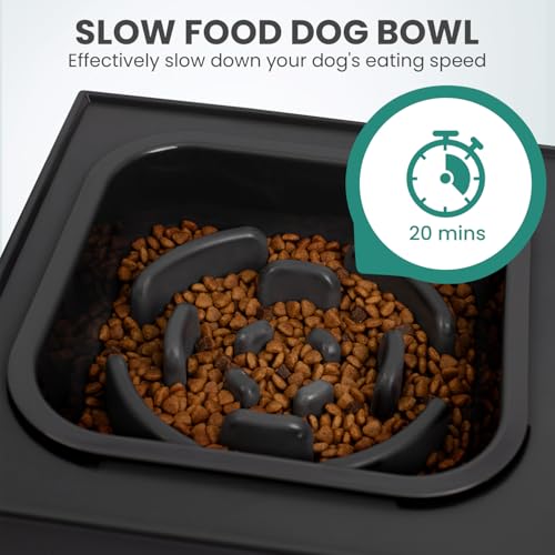 Niubya Elevated Dog Bowls, with Slow Feeder Bowl and Stainless Steel Dog Food Bowl, Raised Dog Bowls Adjusts to 5 Heights (3.15", 8.66", 9.84",11.02", 12.2") for Small Medium and Large Dogs - Image 5