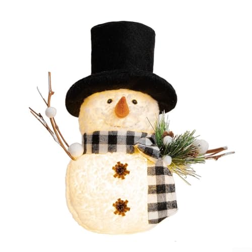 Muñeco de nieve con iluminación LED cálida, figura festiva para mejorar la decoración navideña y festividades