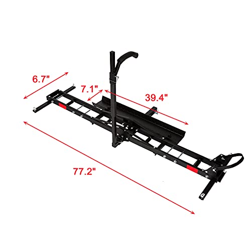 CARSTY Hitch-Mounted Motorcycle Dirt Bike Scooter Carrier Hitch Rack Hauler Trailer with Loading Ramp and Anti-Tilt Locking Device 500lb Capacity