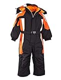  WebWeber Schneeoverall Skioverall Schneeanzug Skianzug Winteranzug Kinder Mädchen Jungen (86, Schwarz/orange)