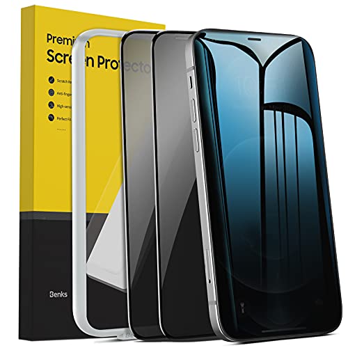 BENKS 2 Unidades Privacidad Protector de Pantalla para iPhone 12/12 Pro Cristal Templado, 3D Cobertura Completa Anti Espía Vidro Templado Screen Protector para iPhone 12 Pro/12 2020-6.1 Pulgadas Cover