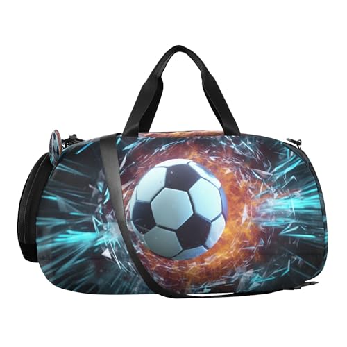 Soccer Kids Overnight Sports Duffel Bags with Shoe Compartment & Wet Pocket Travel Sport Gym Bag for Girls Boys2