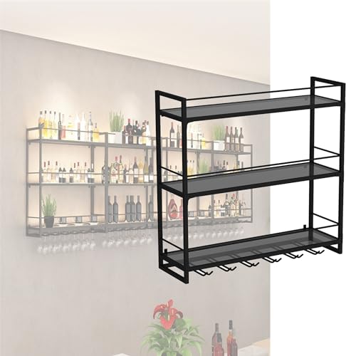 Botellero ajustable con luz LED, almacenamiento montado en el techo o en la pared para copas, botellas y licor, perfecto para bares en casa y amantes del vino