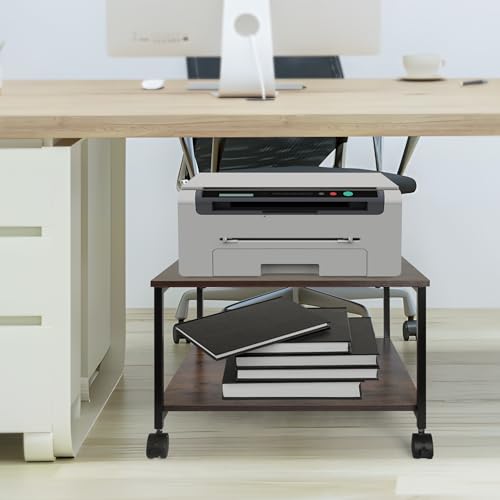 Image of EMERIT Printer Stand,19.5''x19.5''x12.8'' 2 Tier Large Printer Laser Table Heavy Duty Rolling Printer Cart with Wheels for Home Office -100 LBS Each Tier