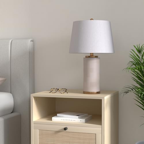 JONATHAN Y JYL6203A Eliza 25.5" Alabaster LED Table Lamp Coastal Contemporary Bedside Desk Nightstand Lamp for Bedroom Living Room Office College Bookcase LED Bulb Included, White/Gold Leaf - Image 3