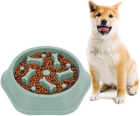 Puppies Slow Feeder Dog Bowl, Lovely Slow Eating Dog Bowl, Small Medium Dogs Funny Slow Feeding Pet Bowl Blue