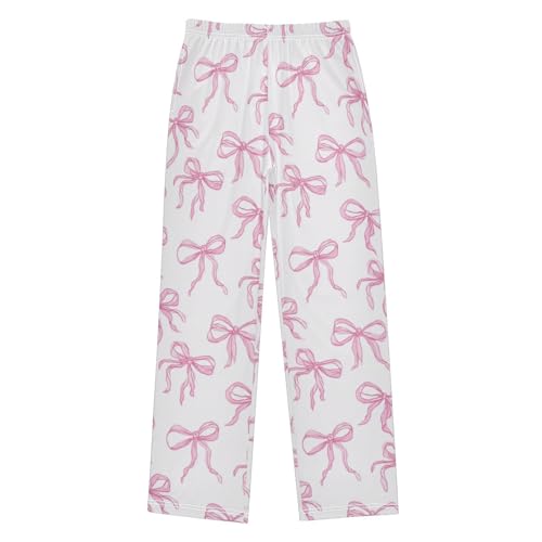 Pajama Bottoms, Pink Bow Watercolor Pajamas Pant Sleep Long Pants Lounge Wear Sleepwear Soft Pjs