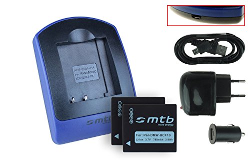 2x Batteria + Caricabatteria BCF10E per Panasonic Lumix DMC-F2 F3 FH1 FH3 FH20 FH22 FP8 FS4 FS6 v. lista