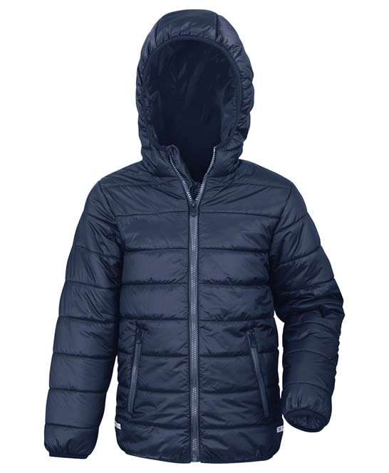 Athletic Sportswear Chaqueta acolchada para niños y niñas, para invierno, con capucha, para la escuela, azul marino, 7-8 años