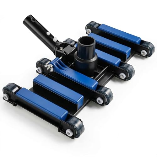 POOLAZA Aspirador de piscina de mano comercial con ruedas, 35 cm de ancho extra y aspirador de piscina resistente, flexible y de carga pesada para una limpieza profunda y minuciosa sin esfuerzo