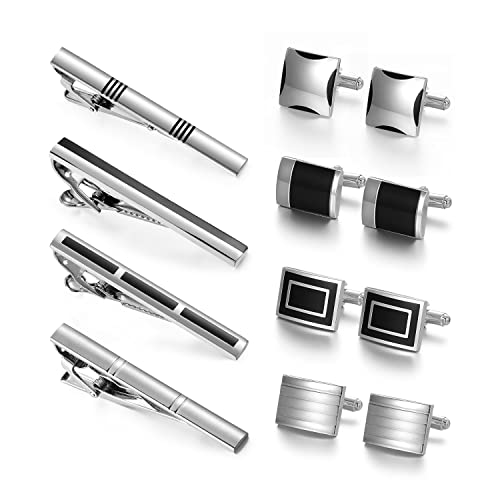 Image of UJOY Mens Tie Clip and Cufflink Set 12 PCS, Shirts Necktie Bar Pins Cuff Link Buttons, Wedding Businesss Gift for Men