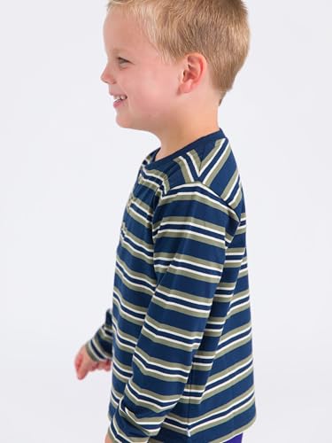 Image of RUGGEDBUTTS Baby /Toddler Boys Long Sleeve Henley Tee - Knit Henley Shirt | 4-Way Stretch Fabric, Button-Up Placket, Fade And Snag Resistant, Lightweight Unlined Design, Monogram Ready