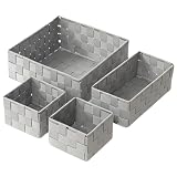 All Trust 収納ボックス 収納棚 小物入れ 収納かご 収納カゴ 卓上収納 ボックス ４個セット (グレー)