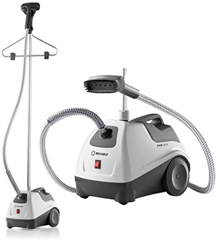 Reliable Vivio 500GC Garment Steamer - PVC Steam Head and Easy Roll Wheels, Garment Steamer with Removable Hanger, 1 Gallon Water Capacity, 1300W Brass Elements with Auto Shut Off and 63" Long Hose