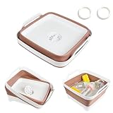 GIMWA Collapsible Wash Basin for Baby Bottles - 2.4 Gallons Portable Wash Bin for RV Camping Sink, Space-Saving Dish Tub (Mocha)