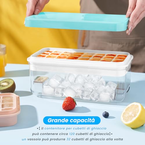 image for PHINOX Ice Cube Tray with Lid and Bin, 32 pcs Ice Cubes Molds, Ice Tra