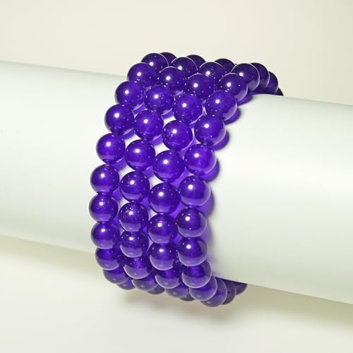 MJDCB Stone Beads Purple Jade Round Loose Beads for Jewelry Making DIY Bracelet Necklace (8mm)