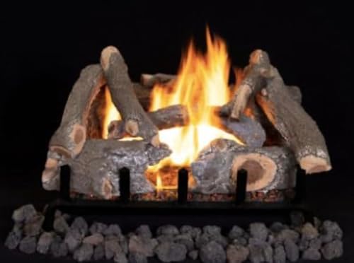 Dual-Burner Ozark Charred Oak 30" 9-Piece Outdoor Vented Gas Log Set by Superior Fireplaces