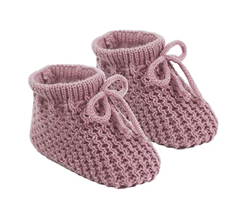 Soft Touch Newborn Baby Boys Girls Mesh Booties Baby Knitted Bootees Soft Cute Booties Baby Booties NB-3 Months S401 (Dusty Pink)