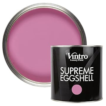 Vintro Paint | Eggshell Paint | for Walls | Wood | Trim | Satin Furniture Paint | Interior & Exterior Use. (2.5 Litres, Belladonna - Hot Pink)