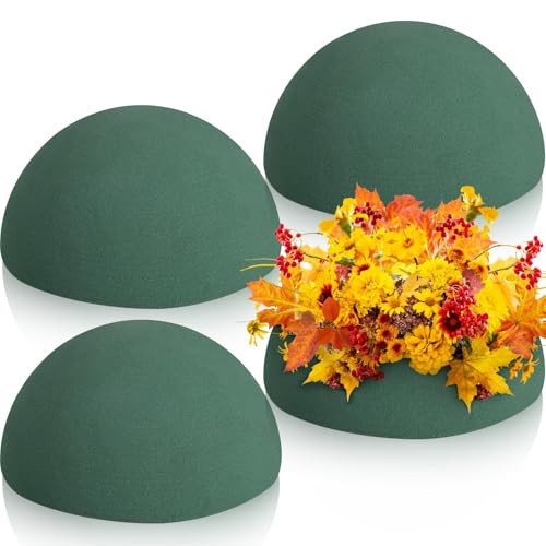 4 Pcs Floral Foam Half Balls Half Round Green Dry & Wet Flower Green Foam for Fresh or Artificial Flower Arrangements Florist Foam for Craft Supplies Wedding Birthdays & Home Decor (3.54x1.77 In)