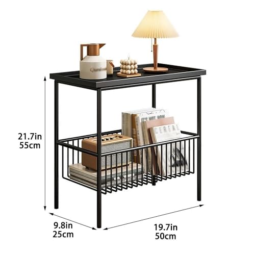 Table d'appoint moderne noire double couche rangement petits espaces