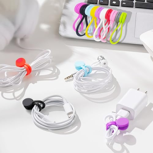 8 Pcs Silicone Magnetic Cable Ties with Strong Magnet, for Bundling and Organizing Cables, USB Charging Cords, Headphone Cables