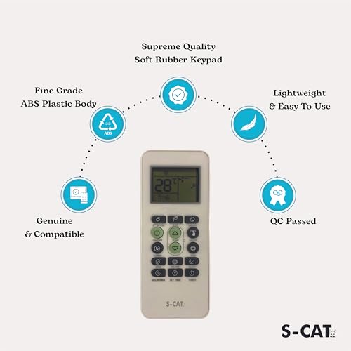 Image of S-CAT Compatible with Whirlpool AC Remote Control Model Original 173 (No Backlight) Suitable for 1 1.5 2 Ton Split & Window AC (Match Old Remote Exactly, for Any Issues Contact Customer Care)