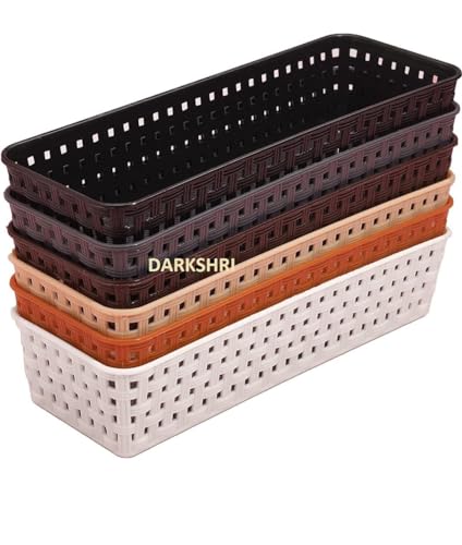 DarkShri Pack of 6 Multipurpose Desk Organizer Tray Office Drawer Dividers Storage Bins for Kitchen, Bathroom, Office, Makeup, Bedroom Dresser, Craft Basket Rack Multicolour (23×8×5 cm) Multiuses (B0D3XRT6XG) Amazon Price History, Amazon Price Tracker