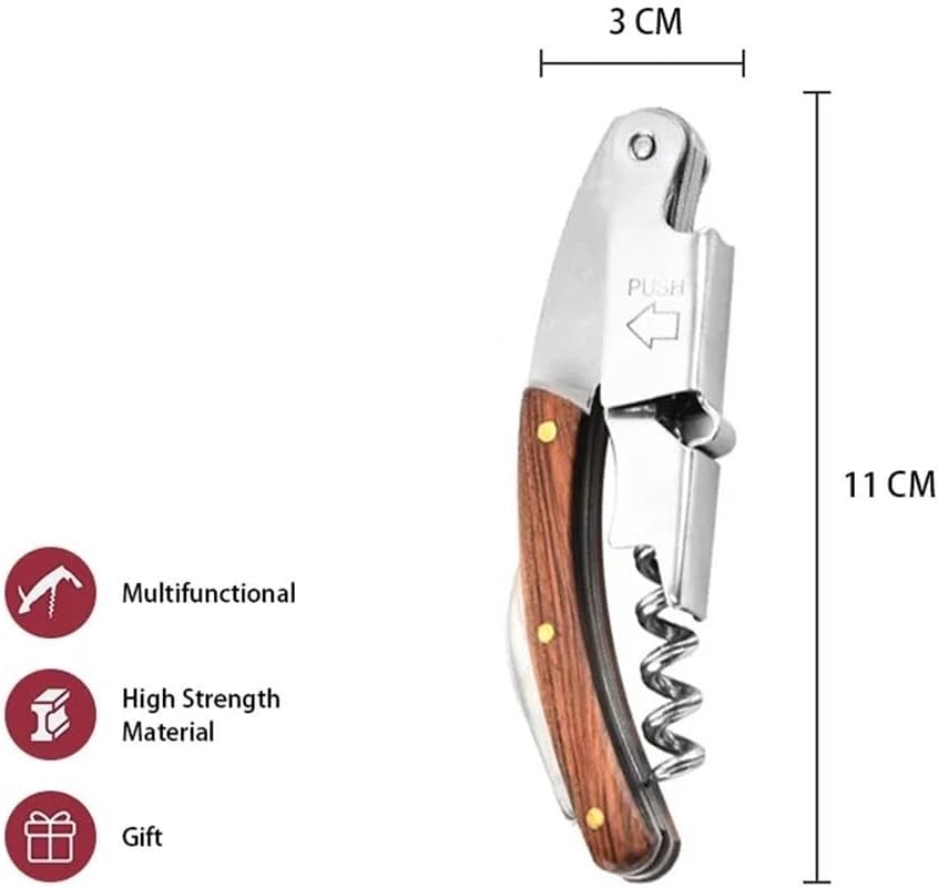 Metal Wine Corkscrew Easy Open Metal Tool Winged Corkscrew Multifunctional Wine Corkscrew Lever Design Wine Corkscrew Easy Twist And Pull Slide Out Corks Smoothly For Home And Work Dinners(BrownB)