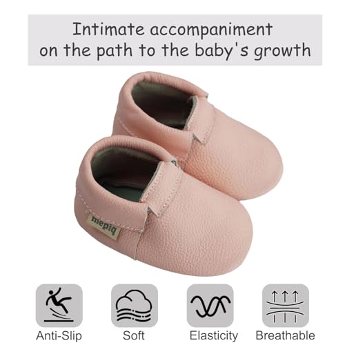 Toddler Moccasins Baby Shoes with Suede Sole, Soft Leather Anti Slip Crib Walking Baby Shoes Suitable for Indoor First Walking2