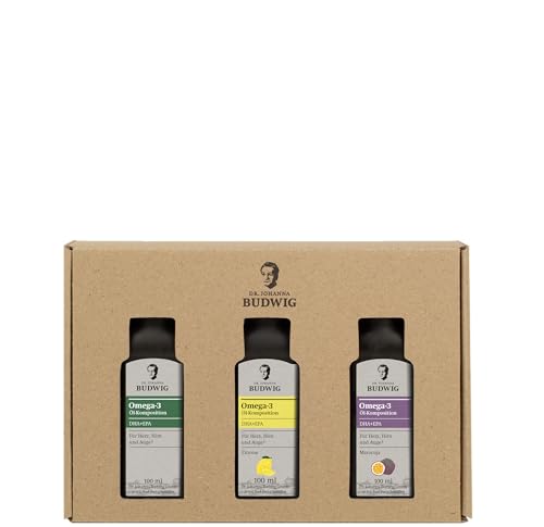 Dr. Budwig Premium Omega 3 DHA+EPA-Minis Probierpaket (3 x 100 ml) - Bio Leinöl & Algenöl - hochdosiertes DHA & EPA - vegan - flüssig - laborgeprüft - Geschenk Dr. Budwig Premium Omega 3 DHA+EPA-Minis Probierpaket (3 x 100 ml) - Bio Leinöl & Algenöl - hochdosiertes DHA & EPA - vegan - flüssig - laborgeprüft - Geschenk