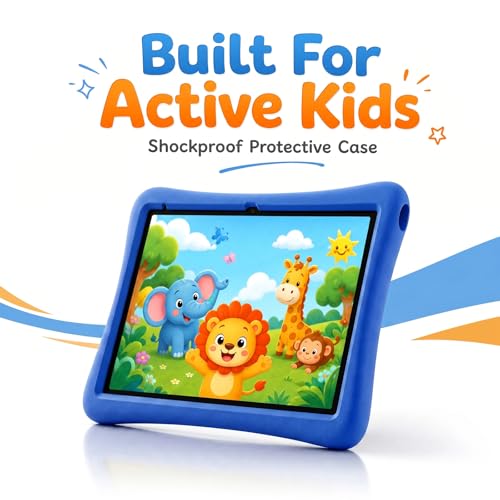 Image of Kids Tablet 10 Inch Android Tablet for Kids Comes with a Shock-Resistant Protective Case, 8GB RAM 32GB ROM Tablets Supports 1TB MicroSD, 6000mAh Battery Dual Cameras 5G Wifi6 Android Tablets with Case