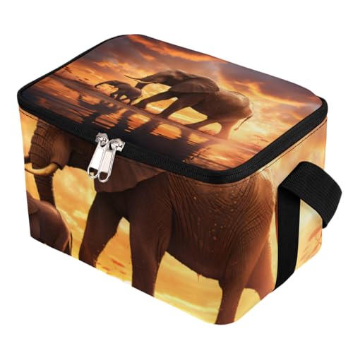 GzLeyigou Lunch Bags for Women Men 9 Cans,Elephant Walking Hot & Cold Food Delivery Bag Insulated Grocery Bag Insulated Lunch Box African Wildlife Cooler Bag for Office Work Picnic Beach