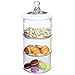 MyGift 16 Inch Modern 3 Tier Clear Glass Stacking Apothecary Jars with Lid, Round Glass Display Candy and Cookie Containers, 16 inch Tall