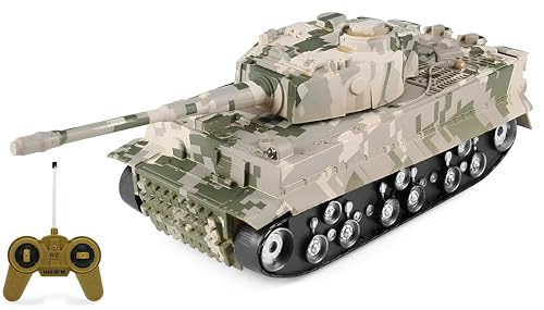 Carro Armato Radiocomandato Carro Armato Grande cm28 con Luci Suoni Effetti Sonori Torretta Girevole 360° Battle Tank RC Carro Armato Telecomandato Veicoli Militari Carro Armato Camouflage Giocattolo