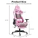 Giantex Ergonomic Gaming Chair with Massage Lumbar Support, Pink High Back Racing Style Chair, Headrest and Footrest, Reclining Height Adjustable Task Chair (Pink)