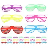 DIKACA 30 Gafas Decorativas de Plástico Persianas 6 Colores Surtidos 5 Unidades por Color Accesorio Divertido para Fiestas Festivales Fotomatón y Cosplay