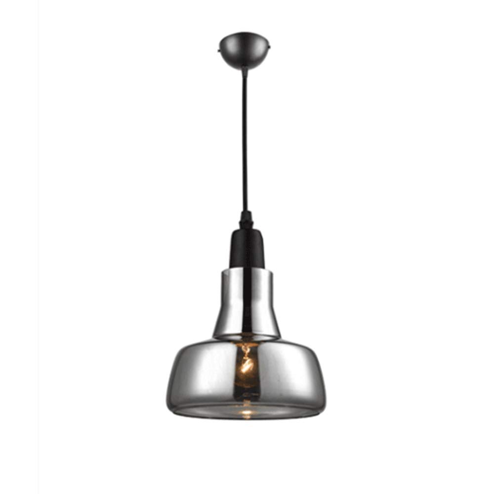 Luminaire suspendu industriel avec abat-jour en verre argenté