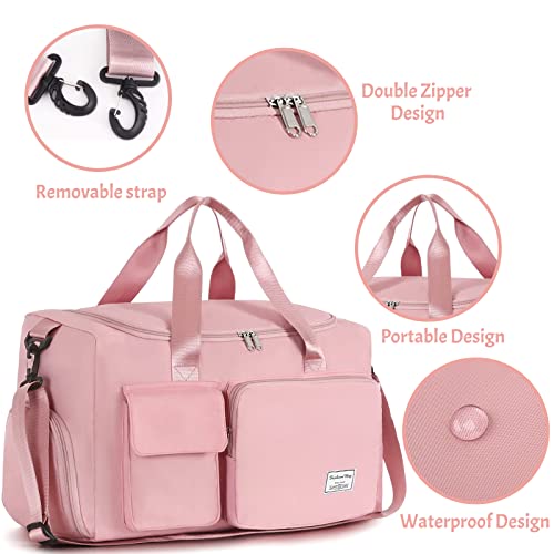 يوروتشي شنطة دفل قابلة للطي للسفر وصالة الالعاب الرياضية، شنط دفل رياضية منفصلة جافة ورطبة، شنطة يوغا، شنطة حمل مع جيب للحذاء، شنطة سفر لعطلة نهاية الاسبوع (لون
