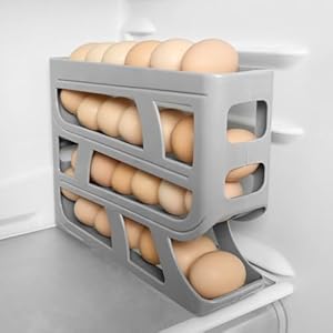 HOTUT Automatische Rollende Eierdispenser, 4-Laags Rollende Eierdispenser, Eierdispenser voor Koelkast, Eierorganisator voor Koelkast, Keuken, Kasten
