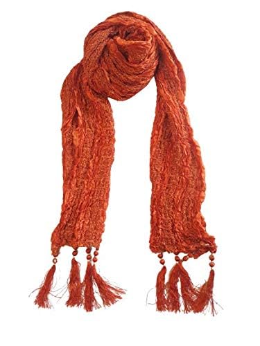 Rust Silk Stole in Crush Lining Material for Men with golden Stripes, 250 x 20 cm-image-27