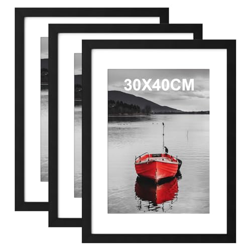 30x40cm Picture Frame 3 Pack Black 12x16 Picture Frames with Wooden Grain