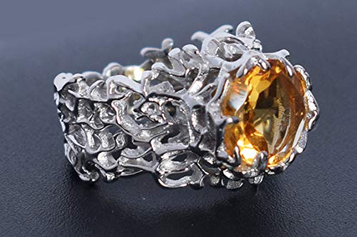 Bague pierre de naissance citrine naturelle et argent 925 pour cadeau d'anniversaire - 5