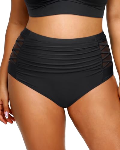 Daci Women Swim Bottoms High Waisted Bikini Bottoms Strappy Full Coverage Plus Size Bathing Suit Bottoms